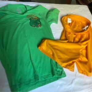 Green Graphic Tee and Yellow Set stay Lucky leprechaun T large NFL shorts flag